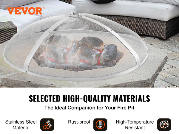 Pyöreä kipinäsuoja tulisijalle, lähikuva