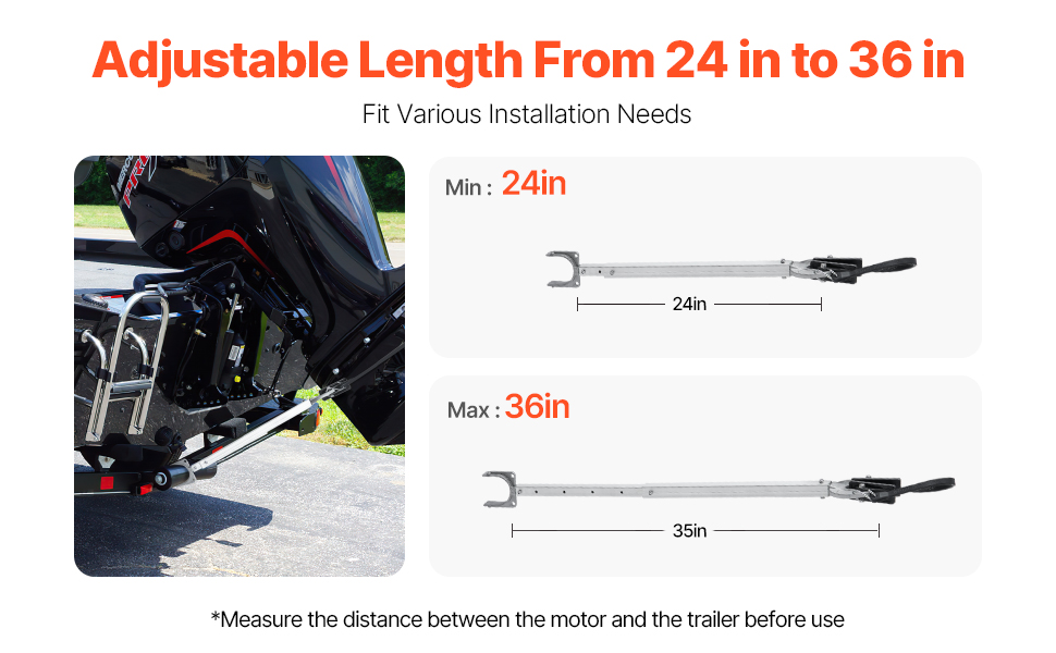 Säädettävä pituus perämoottorin tuessa