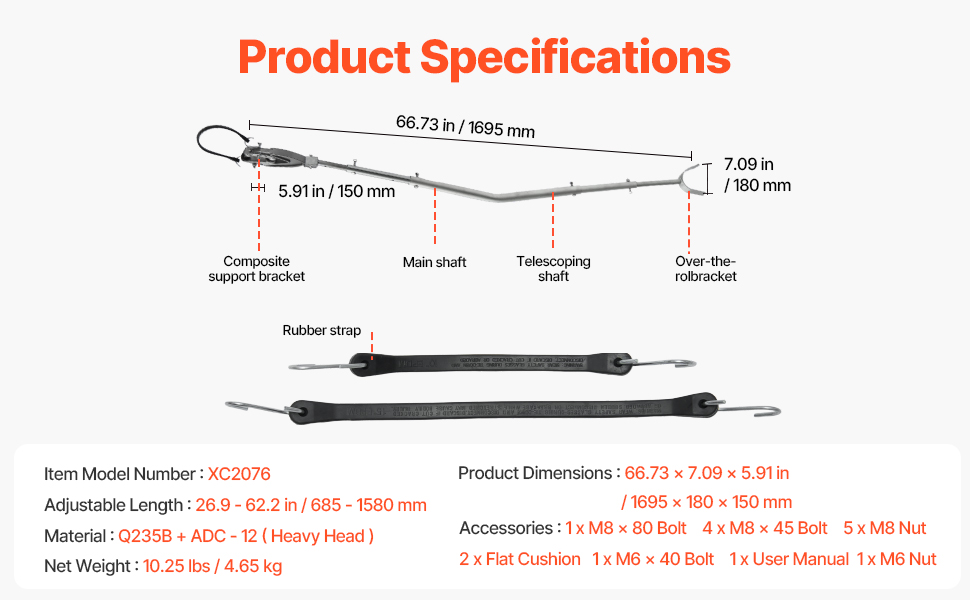 Peräpeilin tuen mitat ja rakenne