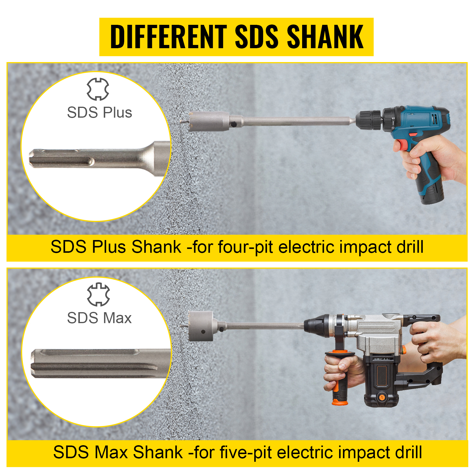 Eri SDS-kiinnitysvarret