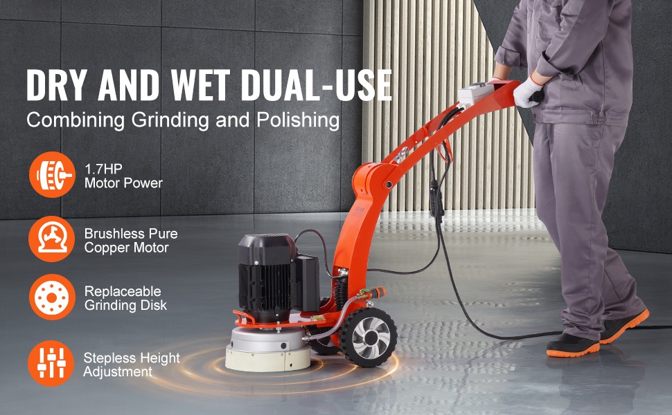 Betonilattian hiomakone märkä- ja kuivakäyttöön