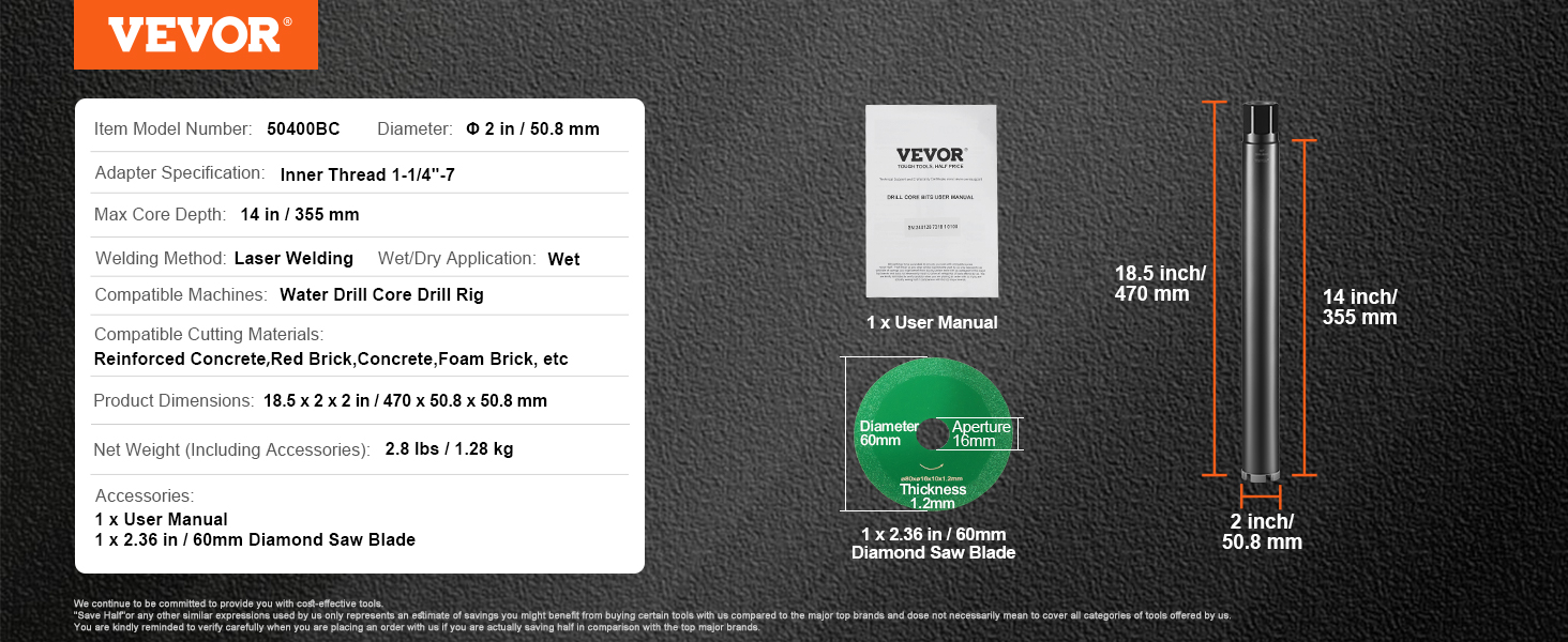 Porakruunun mitat ja liitäntä