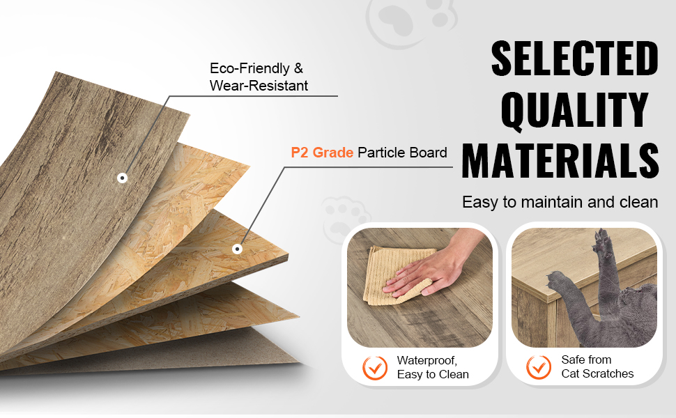 Kissan wc -kaappi, materiaali ja puhdistettavuus