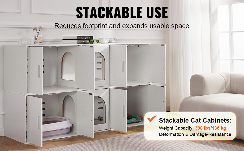 Kantava ja pinottava kissan hiekkalaatikon kaappi