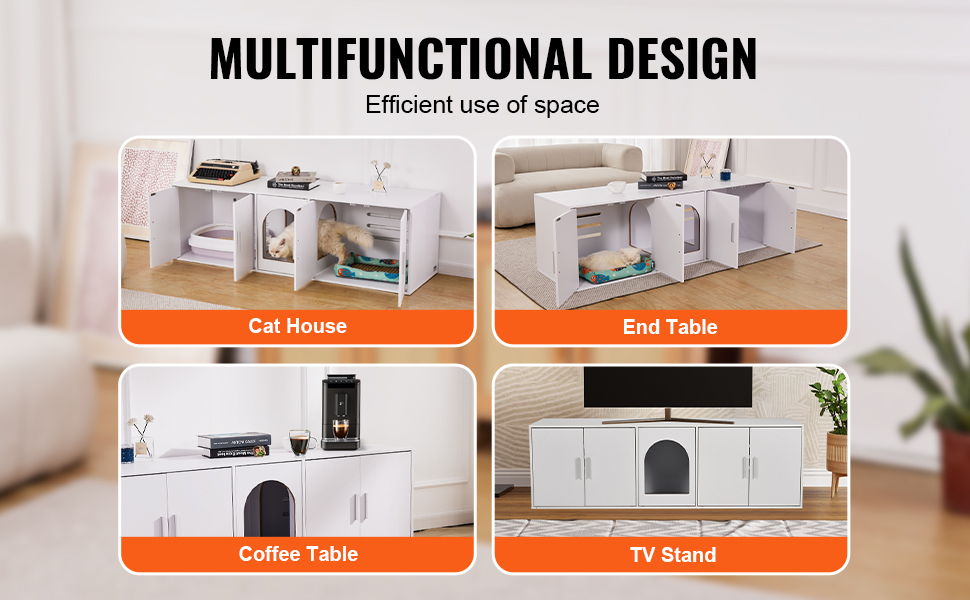 Monikäyttöinen kissan hiekkalaatikon kaappi