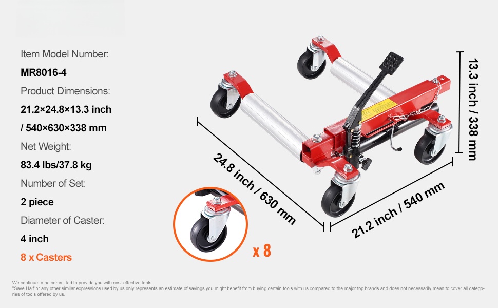 Sarja 2 kpl wheel dolly -tunkkeja