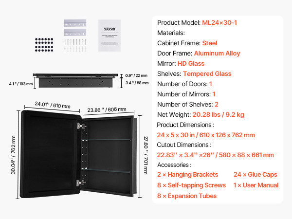 Peilikaapin mitat ja sisätila