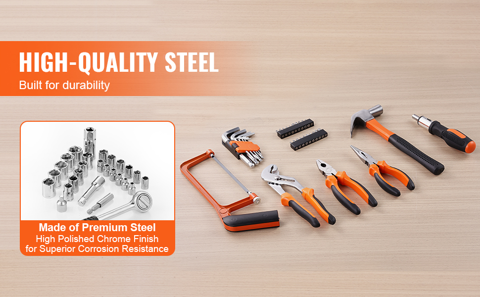 Kromipintaiset terästyökalut