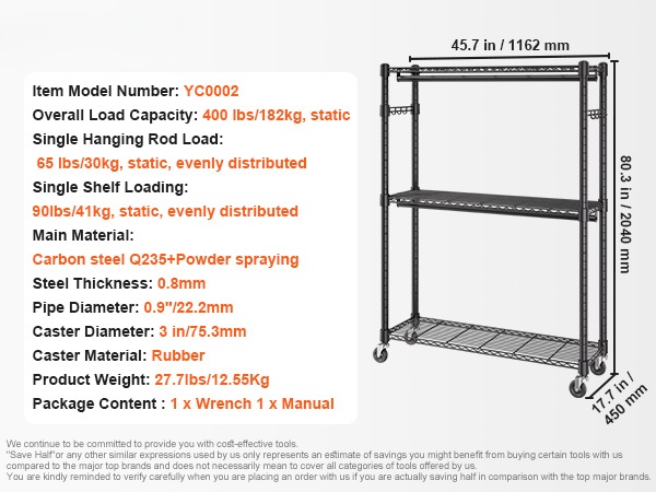 Vaatetelineen rakennekuva