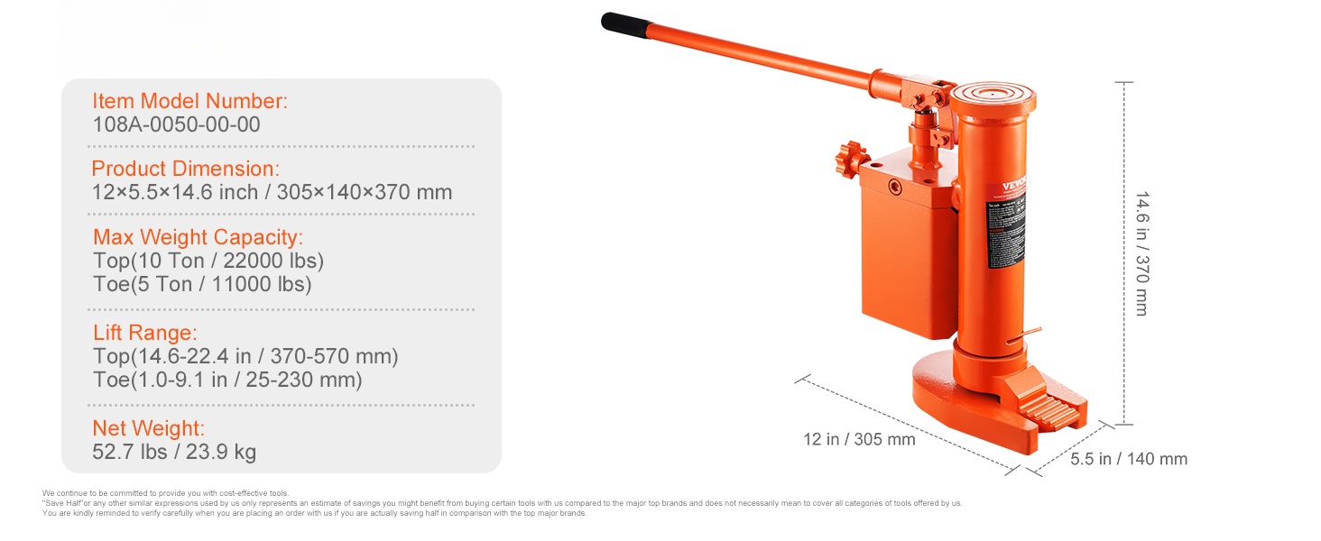 Hydraulinen varvasnostin eri kulmista