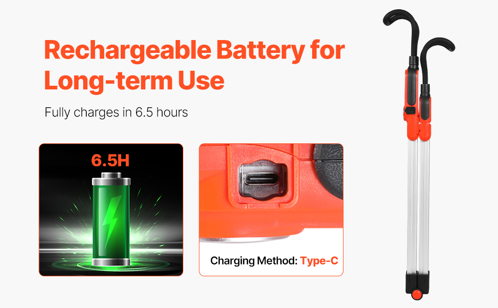 Ladattava moottoritilan työvalo USB Type-C -liitännällä