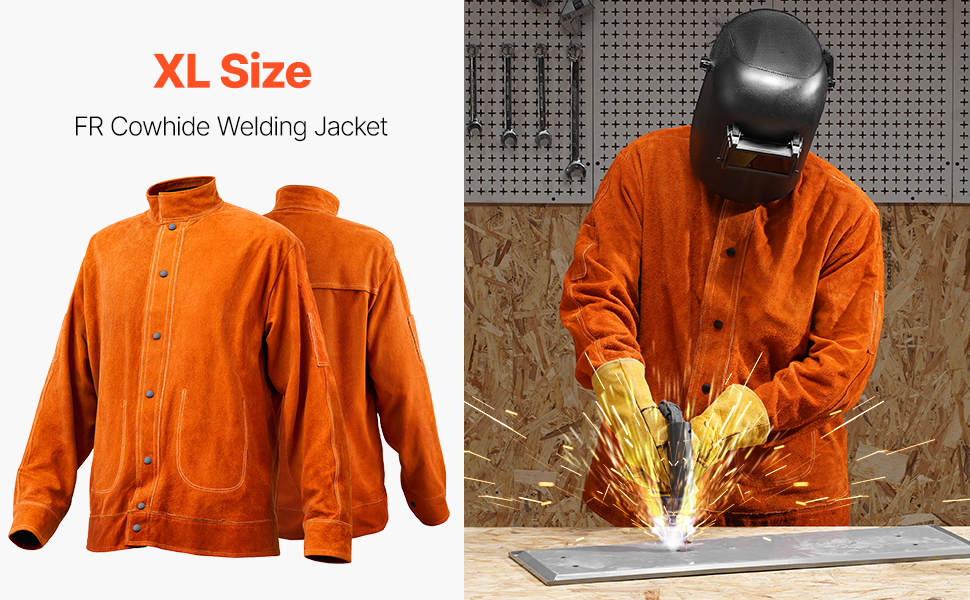 Palonkestävä hitsaustakki naudannahkaa