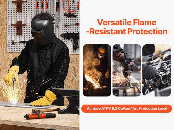 Valokaarisuojattu hitsaustakki työssä