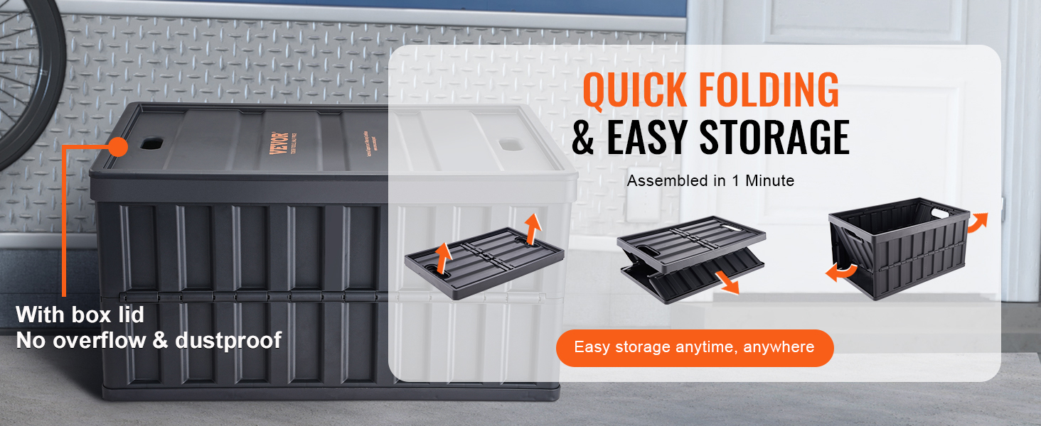 Taittuva säilytyslaatikko koottuna