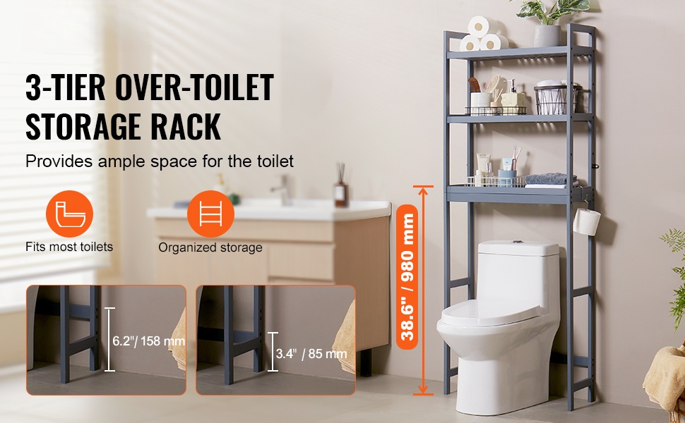 Wc-istuimen yläpuolinen bambuhylly edestä
