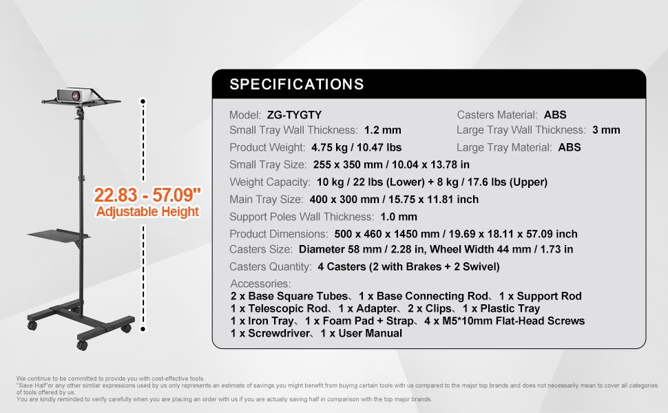 Projektoriteline kahdella tasolla