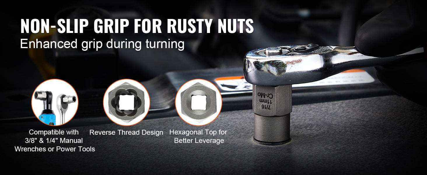 Yhteensopiva 3/8 ja 1/4 työkalujen kanssa