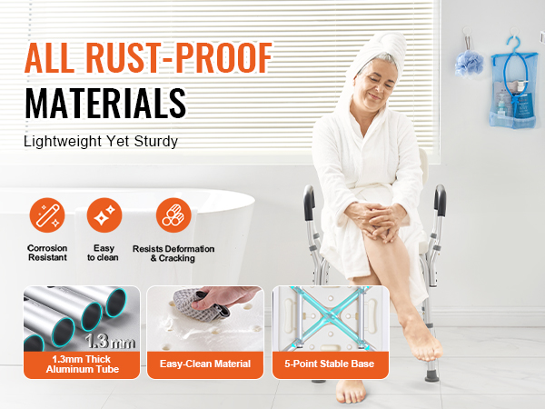 Suihkutuolin kestävä alumiinirunko