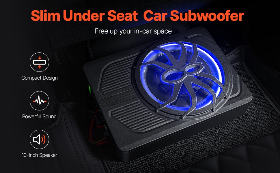 Matalaprofiilinen penkin alle asennettava subwoofer