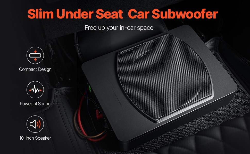 Istuin alle asennettava 10-tuumainen subwoofer