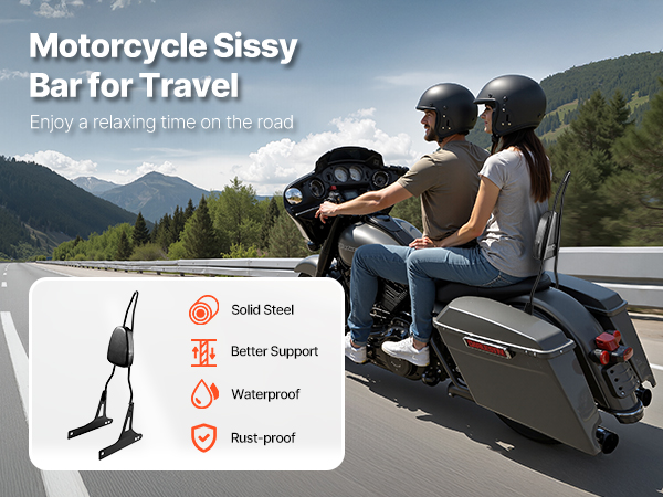 Moottoripyörän sissy bar -selkänoja sivulta