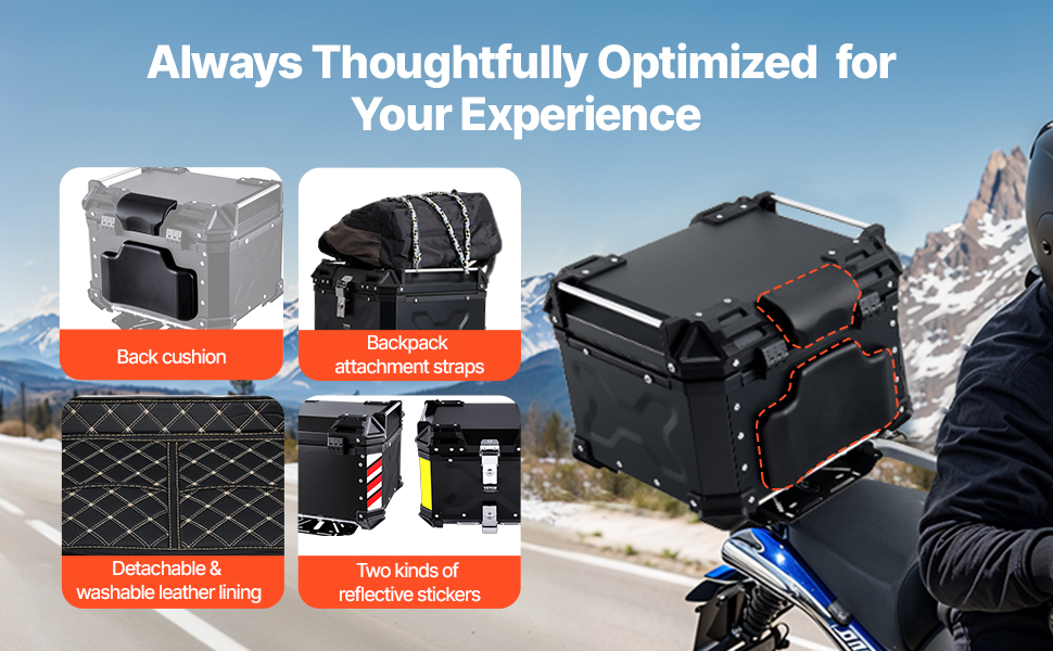 Moottoripyörän takalaukku – selkäpehmuste ja irrotettava sisävuori