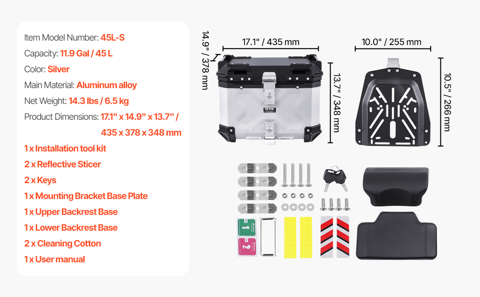 Alumiininen moottoripyörän takalaukku