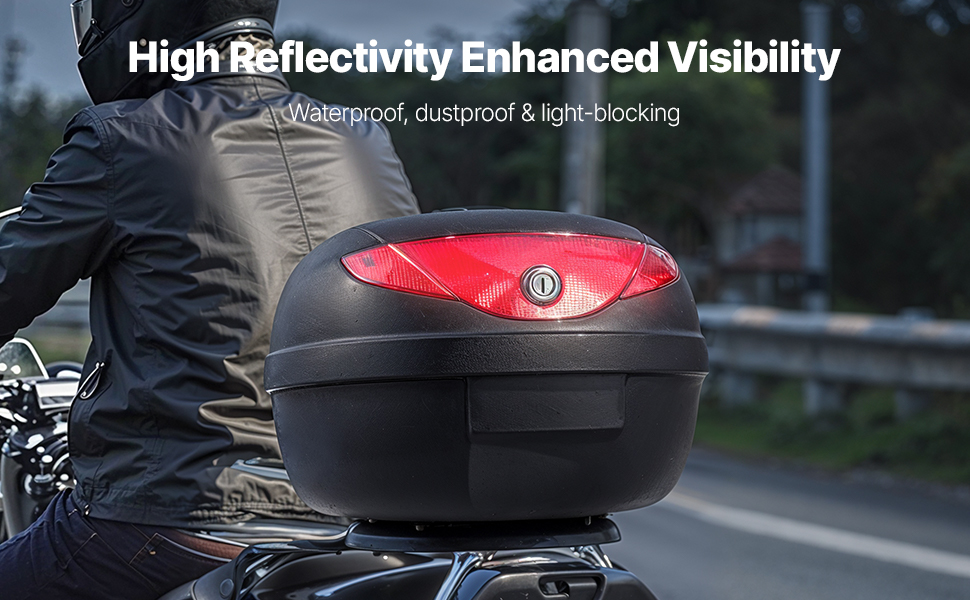 Moottoripyörän takalaukku, heijastavat paneelit