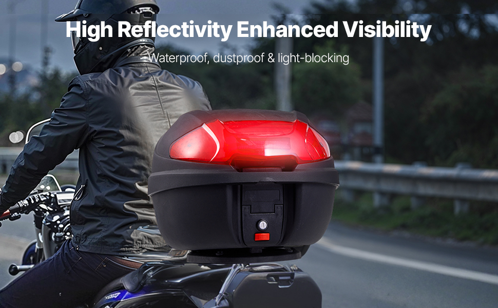 Moottoripyörän takalaukku, heijastavat paneelit