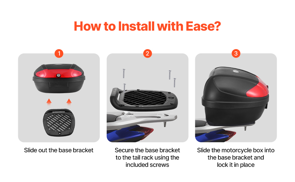 Moottoripyörän takalaukku monireikäinen pohjalevy ja kiinnitys