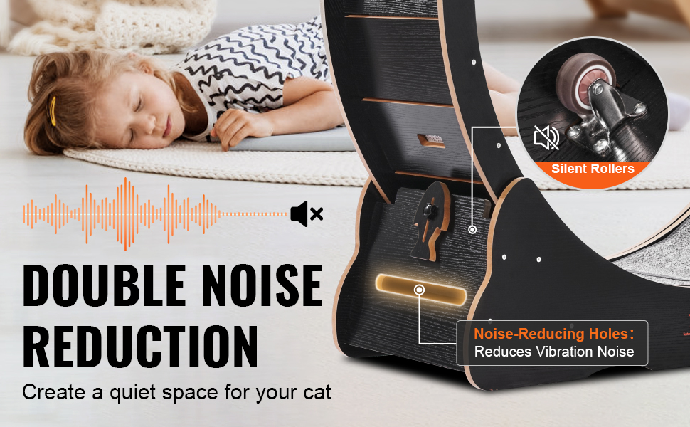 Hiljainen kissan juoksupyörä, melua vähentävä rakenne