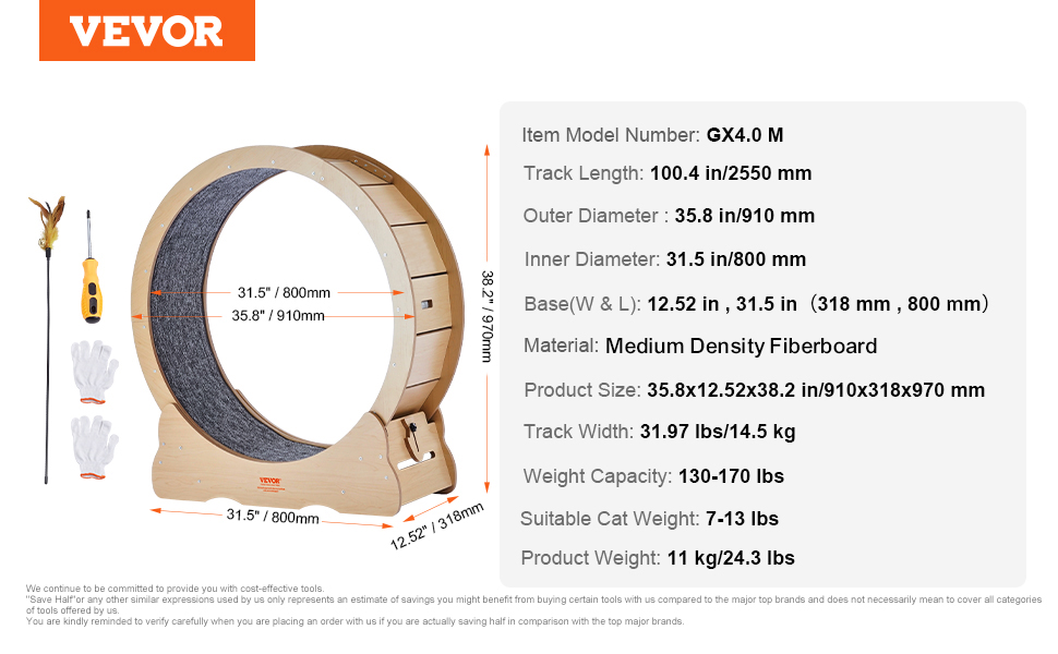 Kissan juoksupyörä – yksityiskohtia ja mittoja