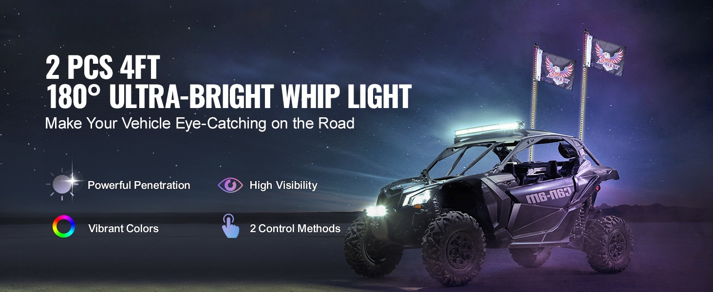 LED-whip-valot asennettuna ajoneuvoon
