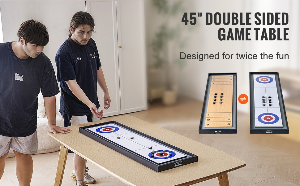Kaksipuolinen shuffleboard- ja curling-pelilauta