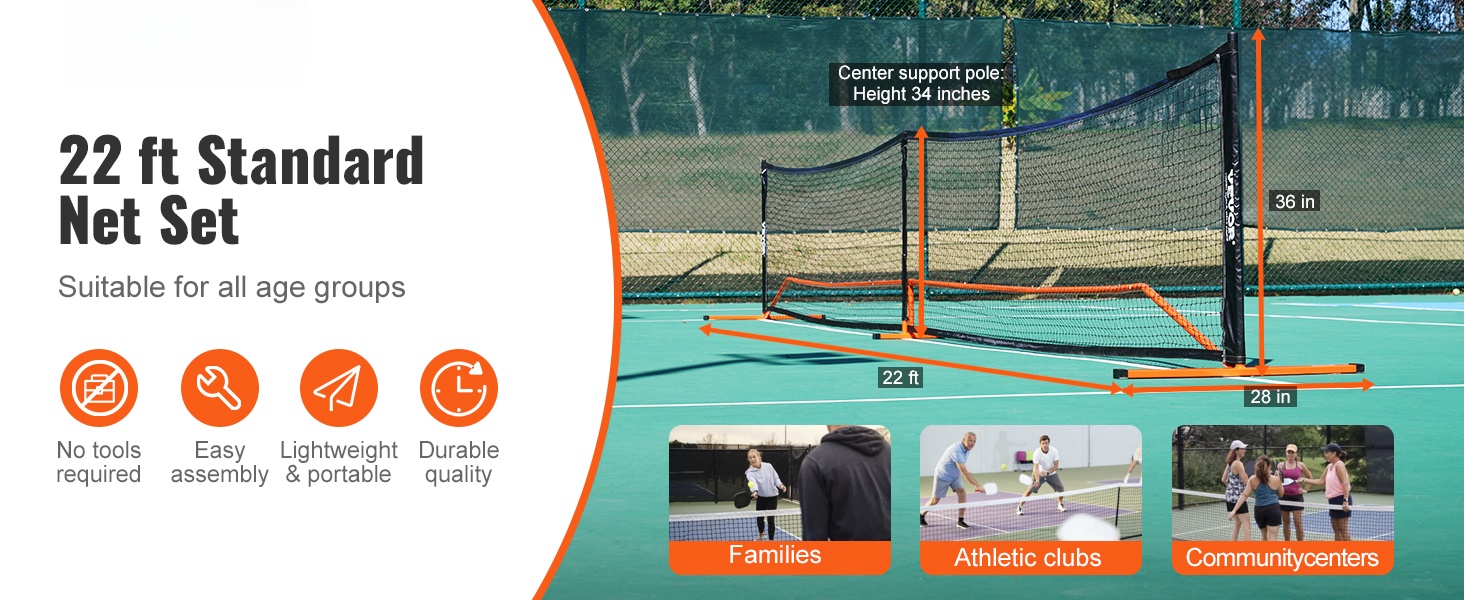 Pickleball-verkko täysikokoisena