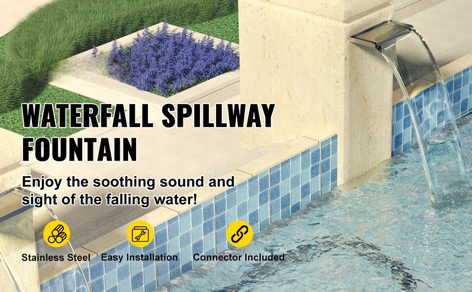 Ruostumattomasta teräksestä valmistettu vesiputousallas