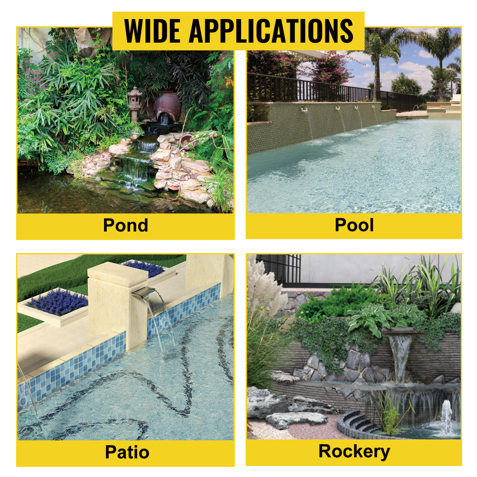 Käyttökohteet puutarhassa ja altaassa