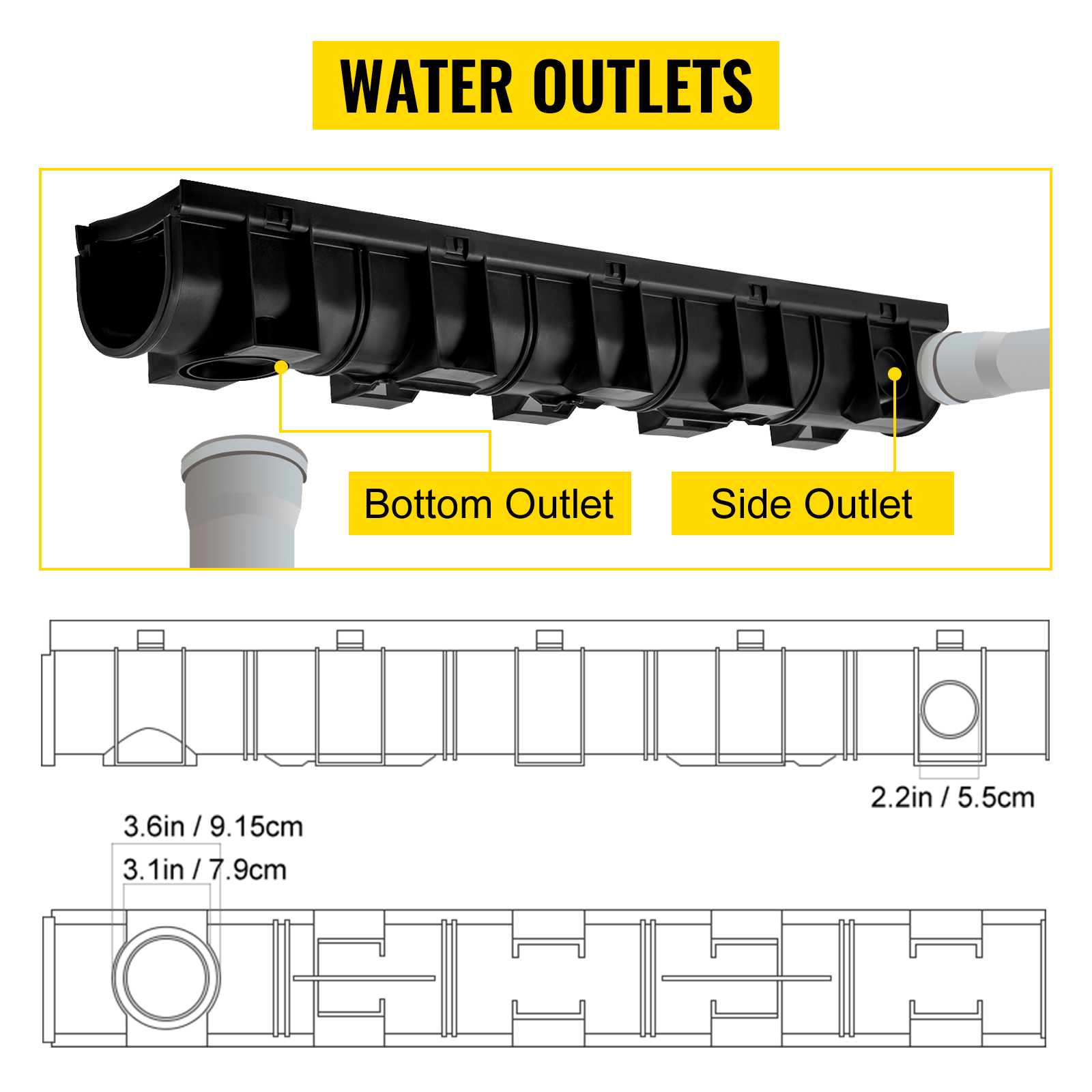 Veden ulostulot kaivonkourussa