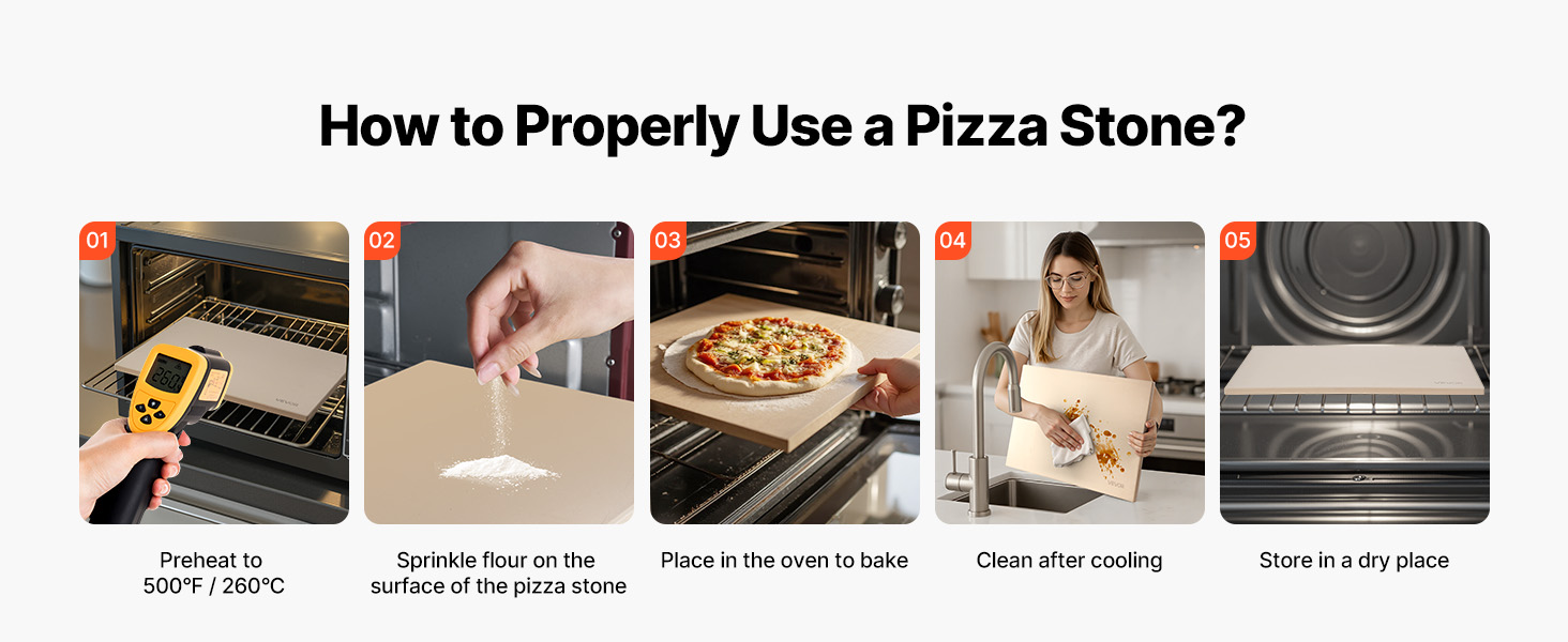 Pizzakiven helppo käyttö ja puhdistus