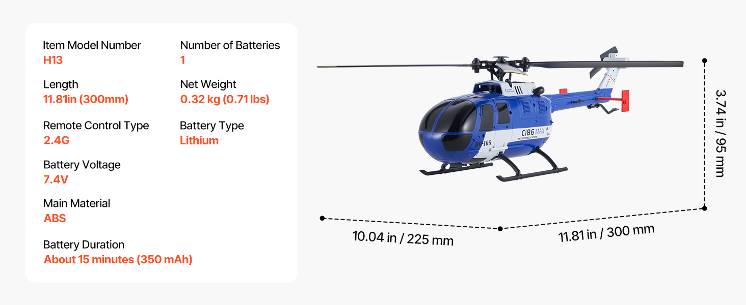 RC-helikopteri LED-valoilla