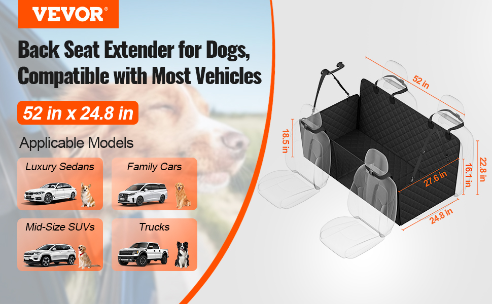 Koiran takapenkin laajennin ja sänky autoon