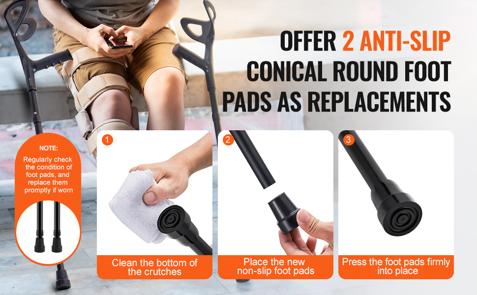 Liukuestekumijalat kyynärsauvoissa