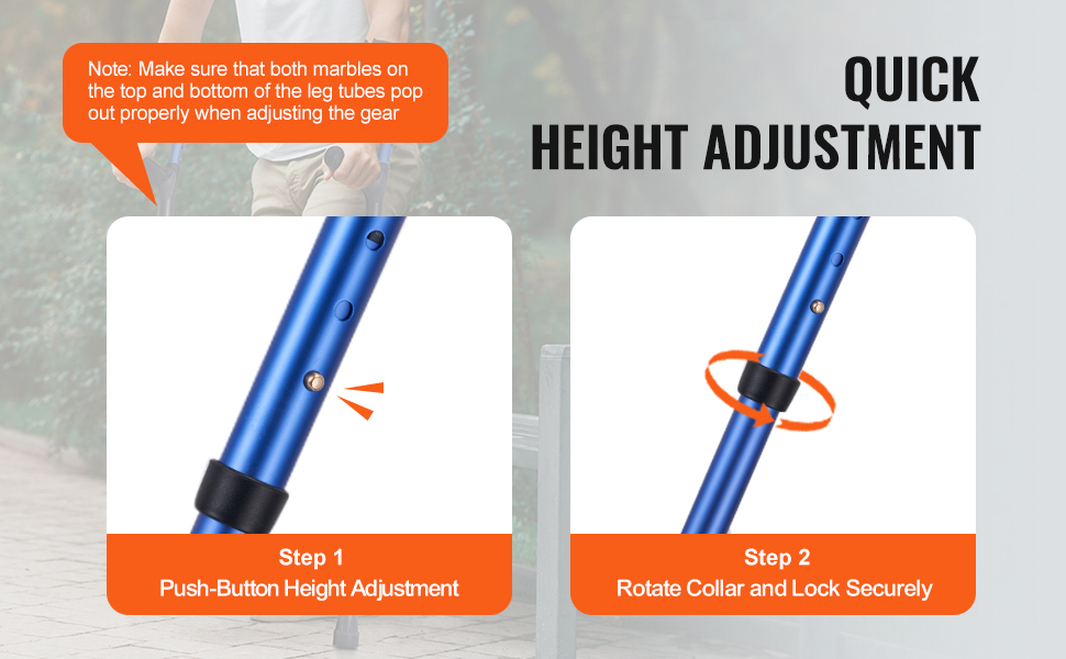 Kyynärsauvojen korkeussäätö