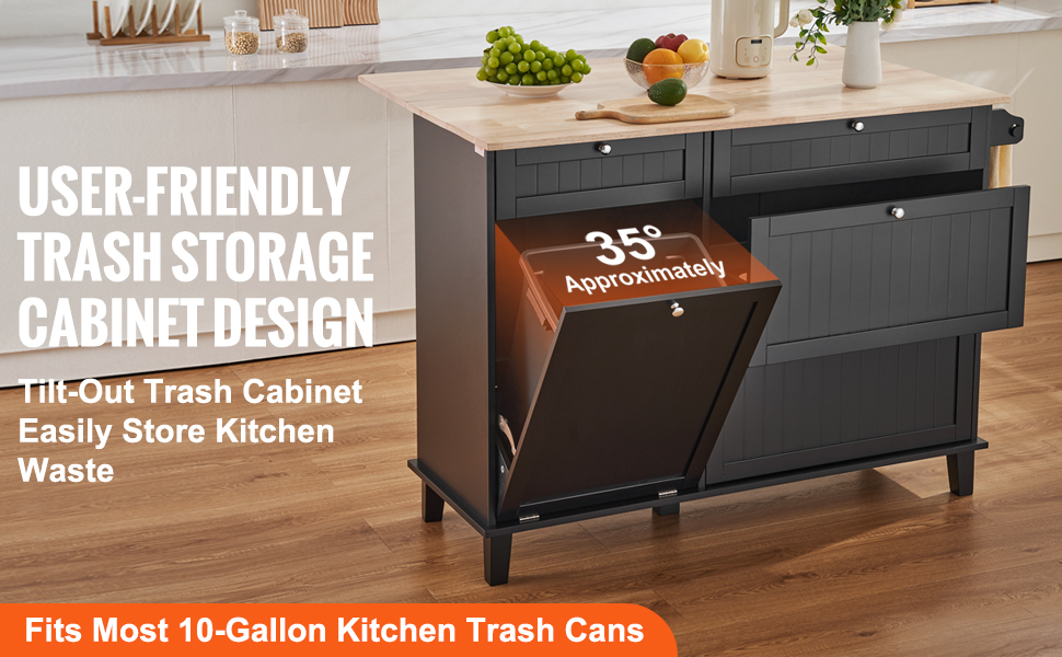 Kallistuva roskakaappi keittiösaarekkeessa