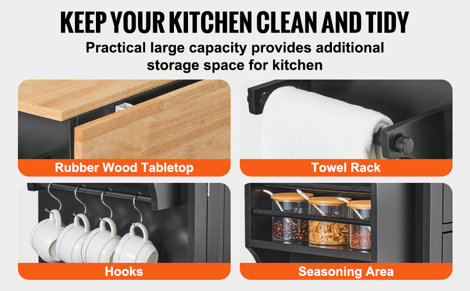 Keittiösaareke kaapilla, laatikolla ja maustehyllyllä