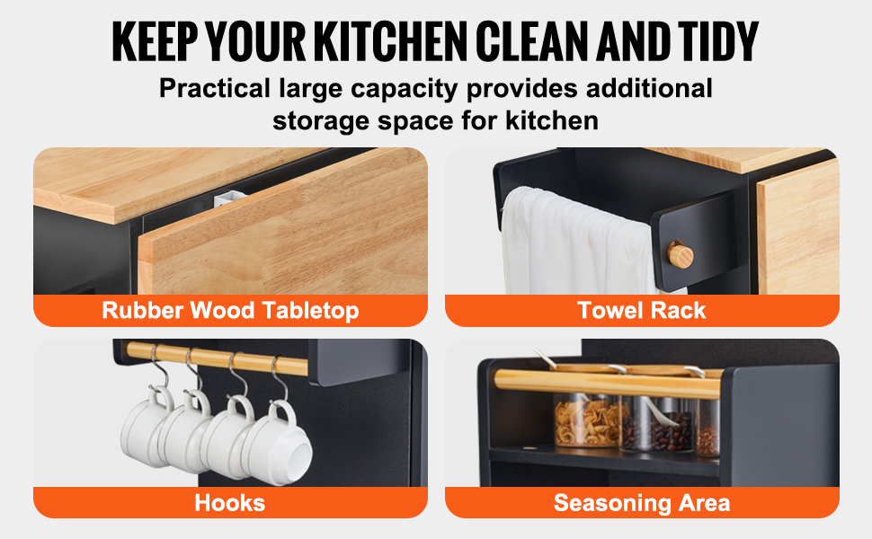 Keittiösaareke kaapilla, laatikolla ja lisävarusteilla