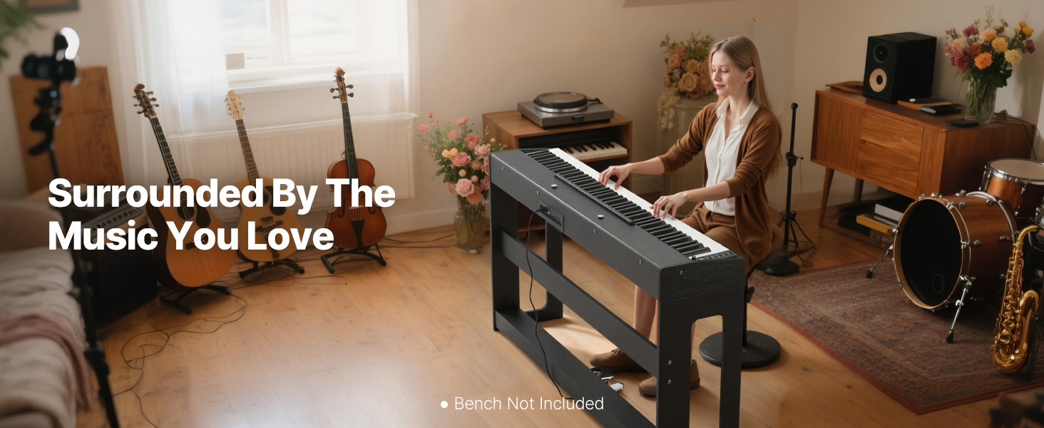 Digitaalinen piano olohuoneessa