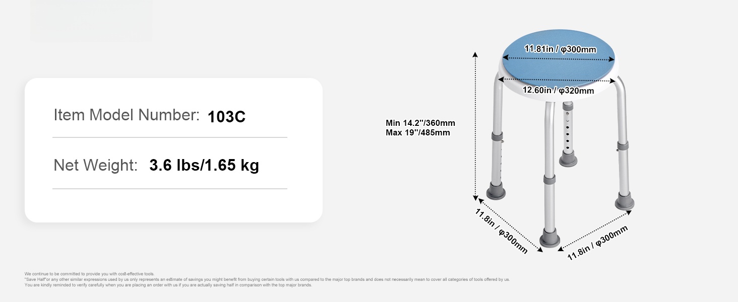 Suihkujakkaran mitat ja rakenne