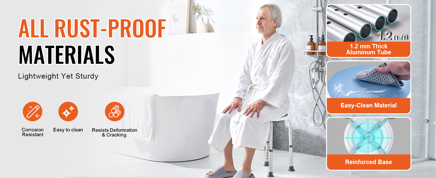 Suihkujakkaran alumiininen runko ja istuin