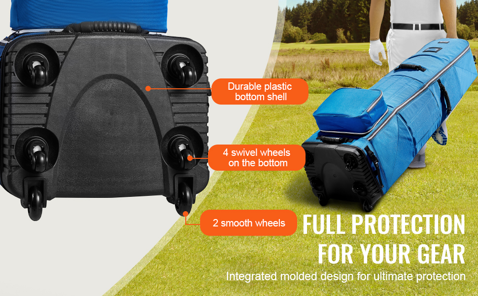Golf-matkalaukku pyörillä ja kantokahvalla